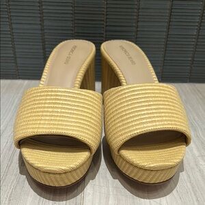 Veronica Beard Yellow Ribbed Mules